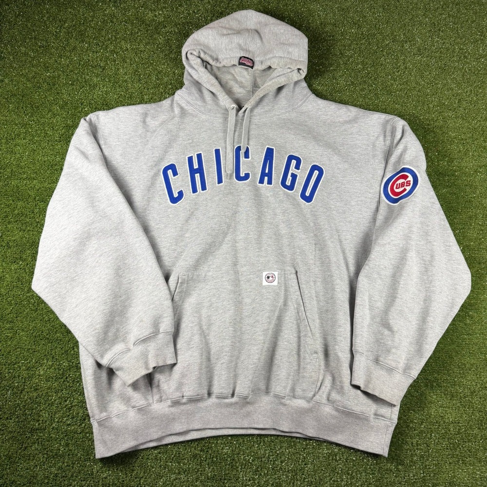 Stitches Chicago Cubs MLB Hoodie Gray Embroidered Sweatshirt Mens XXL Large Logo
